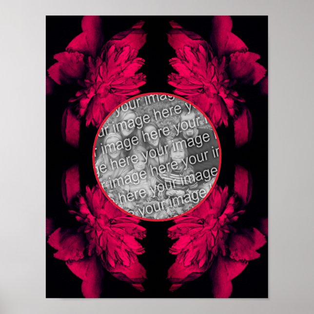 Fuchsia Peony Blumenrahmen Ihr eigenes Foto Poster (Vorne)