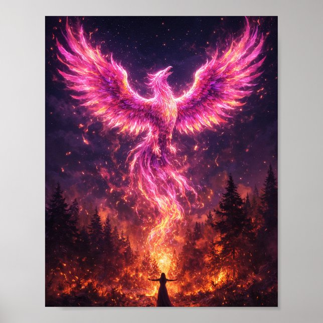 Fuchsia Phoenix Rising Poster -> Fuchsien-Phönix a (Vorne)