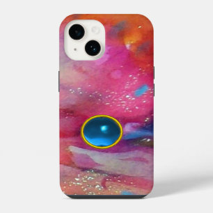 FUCHSIA PINK ABSTRAKT Blaue Saphir-Edelstein iPhone 14 Hülle