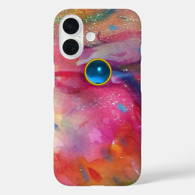 FUCHSIA PINK ABSTRAKT Blue Sapphire Gemstone Case-Mate iPhone Hülle (Rückseite)