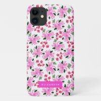 Fuchsia Pink Aquarell Blumengarten Personalisiert