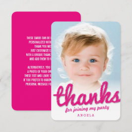 Fuchsia Pink Big Sketch Dank Kid Geburtstag Foto Dankeskarte