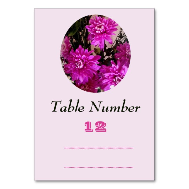 Fuchsia Pink Blume Floral Tischnummer (Vorderseite)