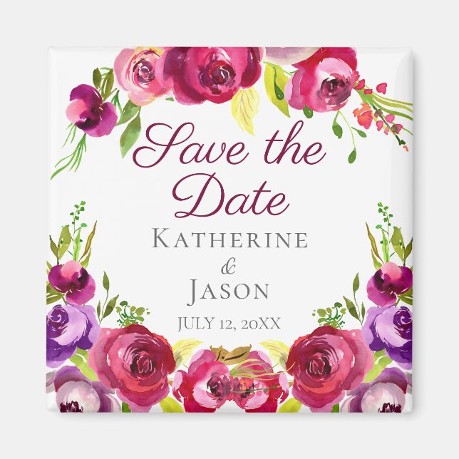 Fuchsia Pink Blumengarten Save the Date Magnet (Vorne)