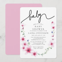 Fuchsia Pink Blumenkalligrafie Kinderdusche