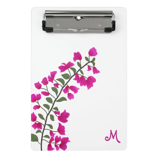 Fuchsia Pink Bougainvillea Monogram Mini-Zwischena Mini Klemmbrett (Vorderseite)