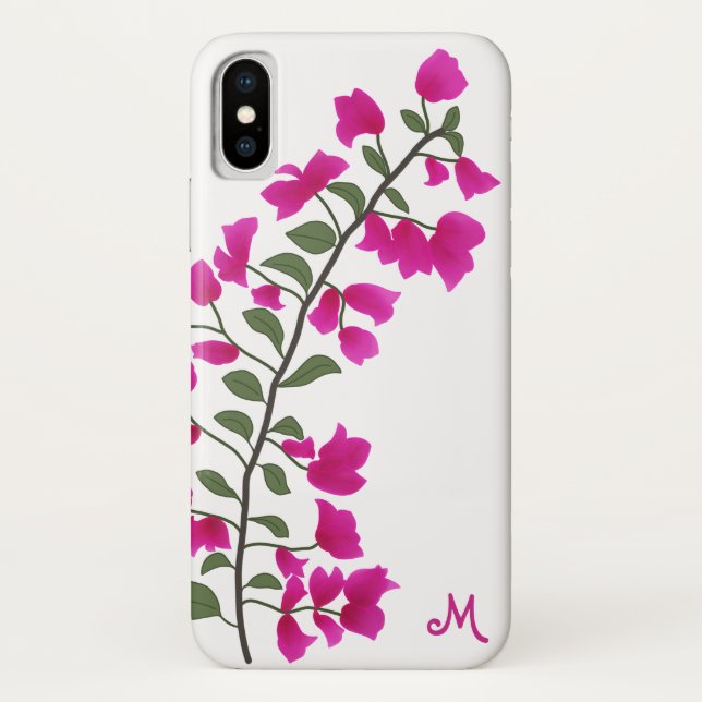 Fuchsia Pink Bougainvillea Monogram Phone Case (Rückseite)