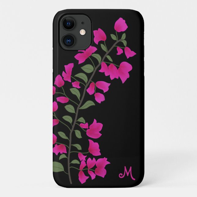 Fuchsia Pink Bougainvillea Monogram Phone Case (Rückseite)