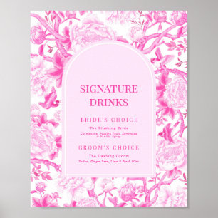 Fuchsia Pink Chinoiserie Hochzeitsunterschrift Get Poster