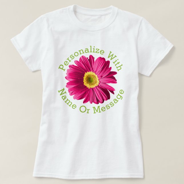 Fuchsia Pink Daisy Blume T-Shirt (Design vorne)