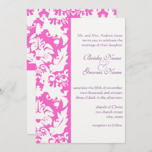 Fuchsia Pink Damask Hochzeitseinladungen Einladung