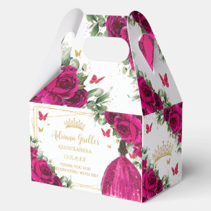 Fuchsia Pink Floral Geburtstag Quinceañera 16 15 Geschenkschachtel