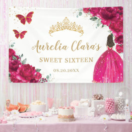 Fuchsia Pink Floral Quinceñera Sweet 16 Hintergrun Banner