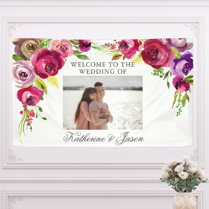 Fuchsia Pink Floral Romantisches Foto Hochzeit Wil Banner