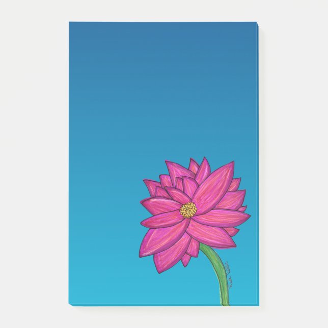 Fuchsia Pink Flower Vertical Notes Post-it Klebezettel (Vorderseite)