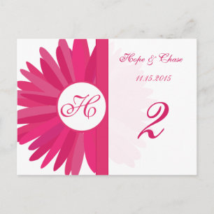 Fuchsia Pink Gerber Daisy Tischnummer Cards