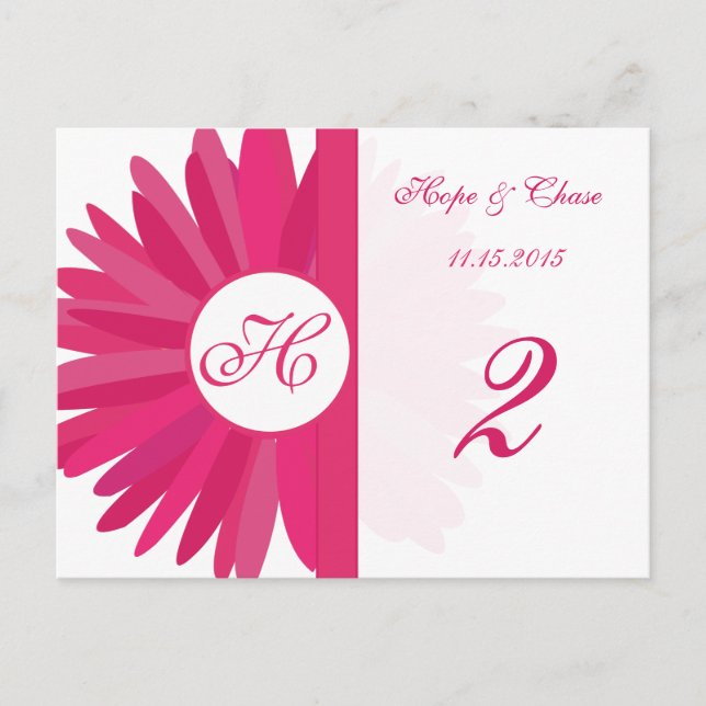 Fuchsia Pink Gerber Daisy Tischnummer Cards (Vorderseite)