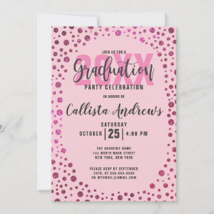 Fuchsia Pink Glitzer Confetti Border Abschluss Einladung
