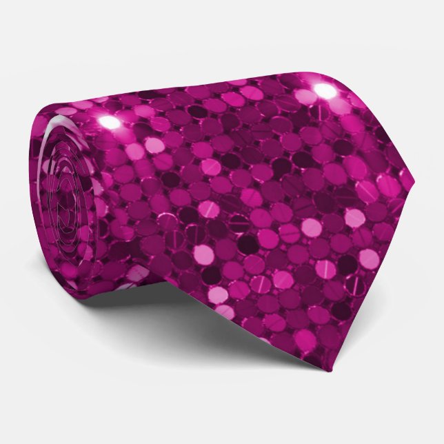 Fuchsia Pink Glitzer Parco Civico-Ciani Krawatte (Gerollt)