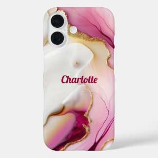 Fuchsia Pink Gold iPhone 16 Hülle