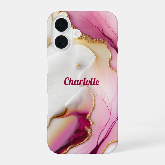 Fuchsia Pink Gold iPhone 16 Hülle (Rückseite)
