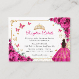 Fuchsia Pink Gold Quinceanera Reception Details Begleitkarte