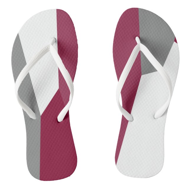 Fuchsia Pink Grau und Weiß Flip Flops (Fußbett)