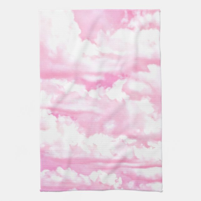 Fuchsia Pink Happy Clouds Dekoration Handtuch (Vertikal)