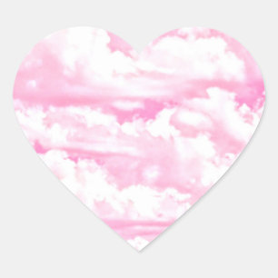 Fuchsia Pink Happy Clouds Dekoration Herz-Aufkleber