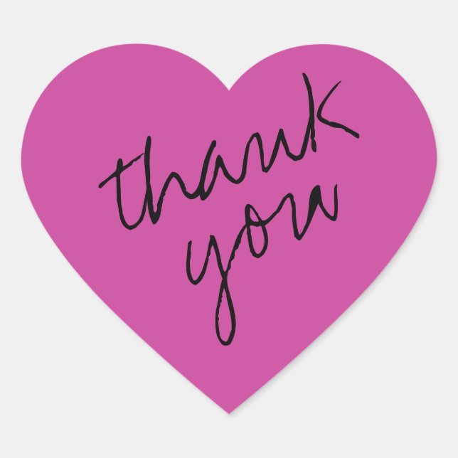 Fuchsia Pink Herz Danke Sticker (Vorderseite)