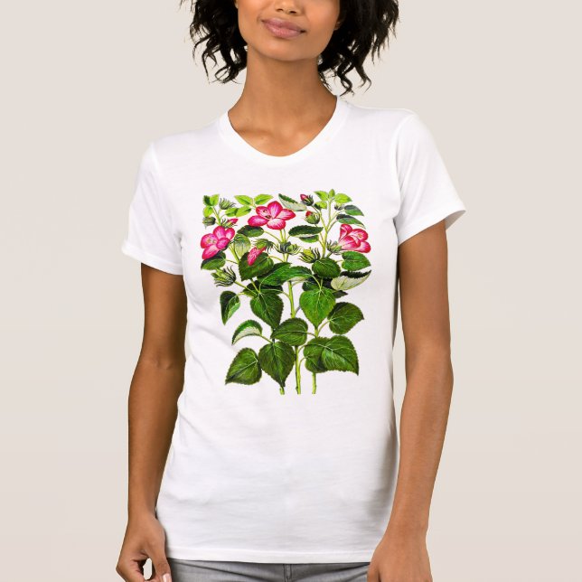 Fuchsia Pink italienische Hibiskus Blume T-Shirt (Vorderseite)