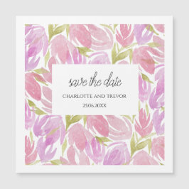 Fuchsia Pink Lila Watercolor Blume Muster Magnetkarte