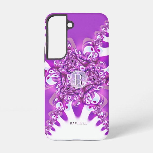 Fuchsia Pink Moderner Vintager Monogramm-Individue Samsung Galaxy Hülle (Rückseite)