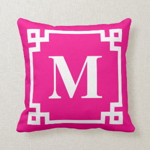 Fuchsia Pink Modernes Monogramm für die griechisch Kissen