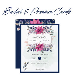 Fuchsia Pink Navy Blue Floral Vinatge Hochzeit