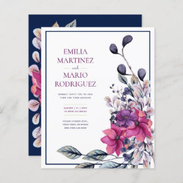 Fuchsia Pink Navy Blue Floral Wedding