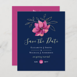 Fuchsia Pink Navy Blue Wedding Rett Date