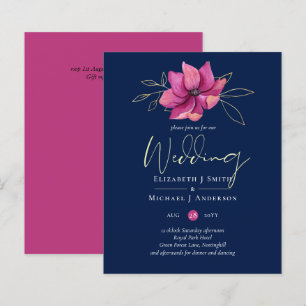 Fuchsia Pink Navy Blue Wedings lädt zum BUDGET ein