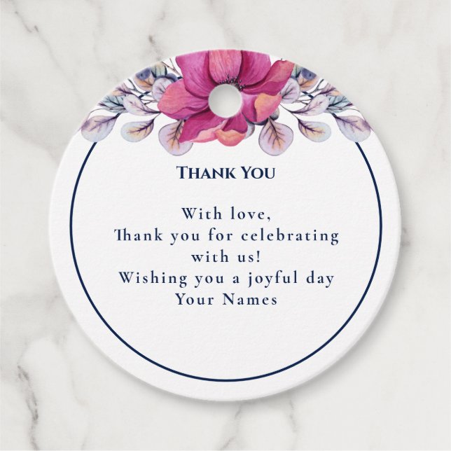 Fuchsia Pink Navy Details Umschließung QR Code UAW Geschenkanhänger (Vorderseite)