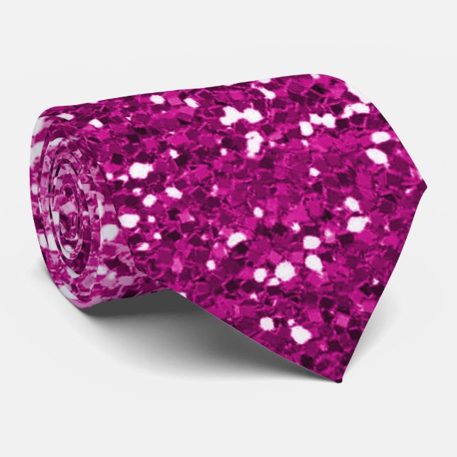 Fuchsia Pink Ombre Glitzer Glam Neck Tie Krawatte (Gerollt)