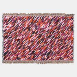 Fuchsia pink, orange, black and white camo decke