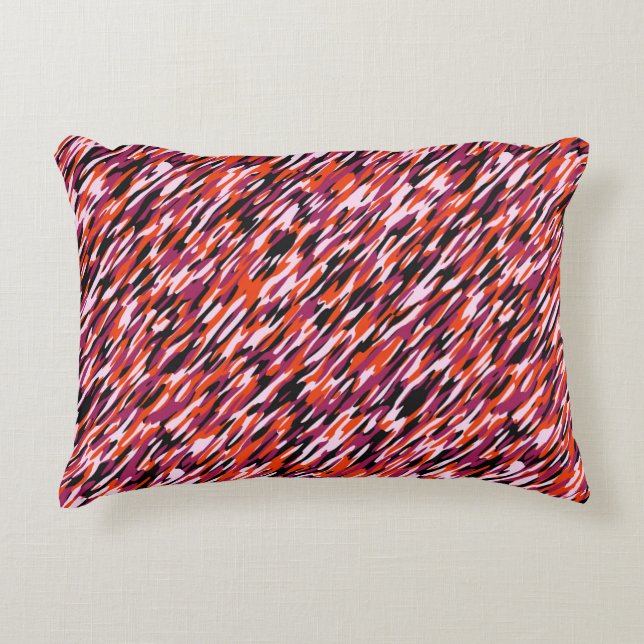 Fuchsia pink, orange, black and white camo  dekokissen (Vorderseite)