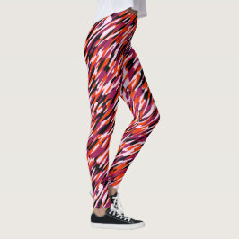 Fuchsia pink, orange, black and white camo leggings