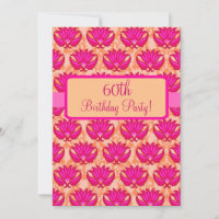 Fuchsia Pink Orange Damask 60. Geburtstagsparty