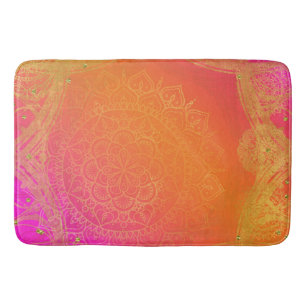 Fuchsia Pink Orange & Gold Indian Mandala Glam Badematte