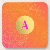 Fuchsia Pink Orange & Gold Indian Mandala Glam