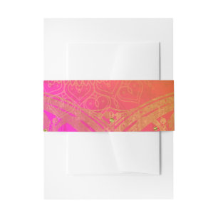 Fuchsia Pink Orange Gold Indian Mandala Wedding Einladungsbanderole
