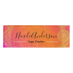 Fuchsia Pink Orange Gold Indian Mandala Wedding Namenschild