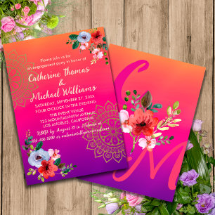 Fuchsia Pink Orange Lila Hell und Kraftvoll Floral Einladung