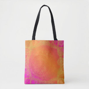 Fuchsia Pink Orange und Gold Indischer Mandala Gla